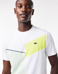 Lacoste TH1797-51 Men's Regular Fit Tennis T-shirt [White/Flashy Yellow/Green/Navy Blue]