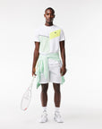 Lacoste TH1797-51 Men's Regular Fit Tennis T-shirt [White/Flashy Yellow/Green/Navy Blue]